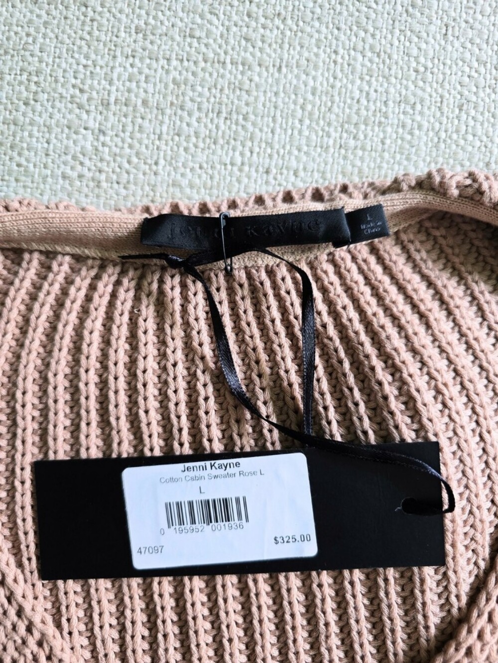 NWT Jenni Kayne Cotton Cabin Sweater Rose Pink V-Neck Chunky Knit Large - Picture 6 of 7